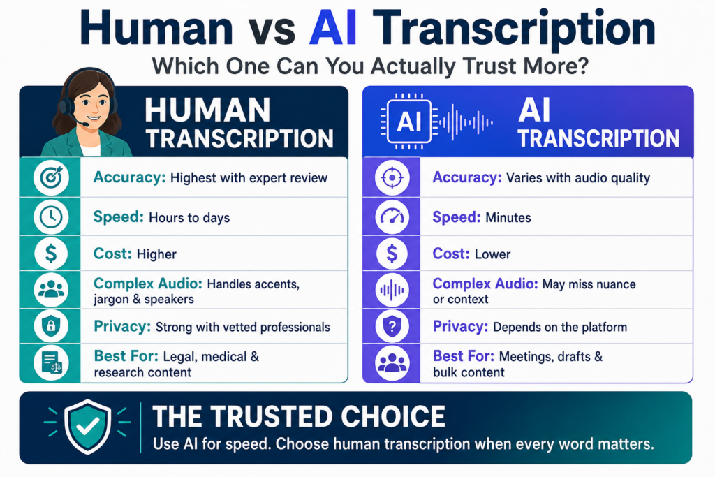AI transcription vs human transcription